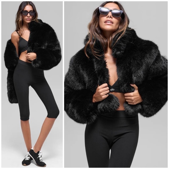 ALO Yoga Jackets & Blazers - ALO Yoga Opulent Faux Fur Cropped Jacket Black SZ L